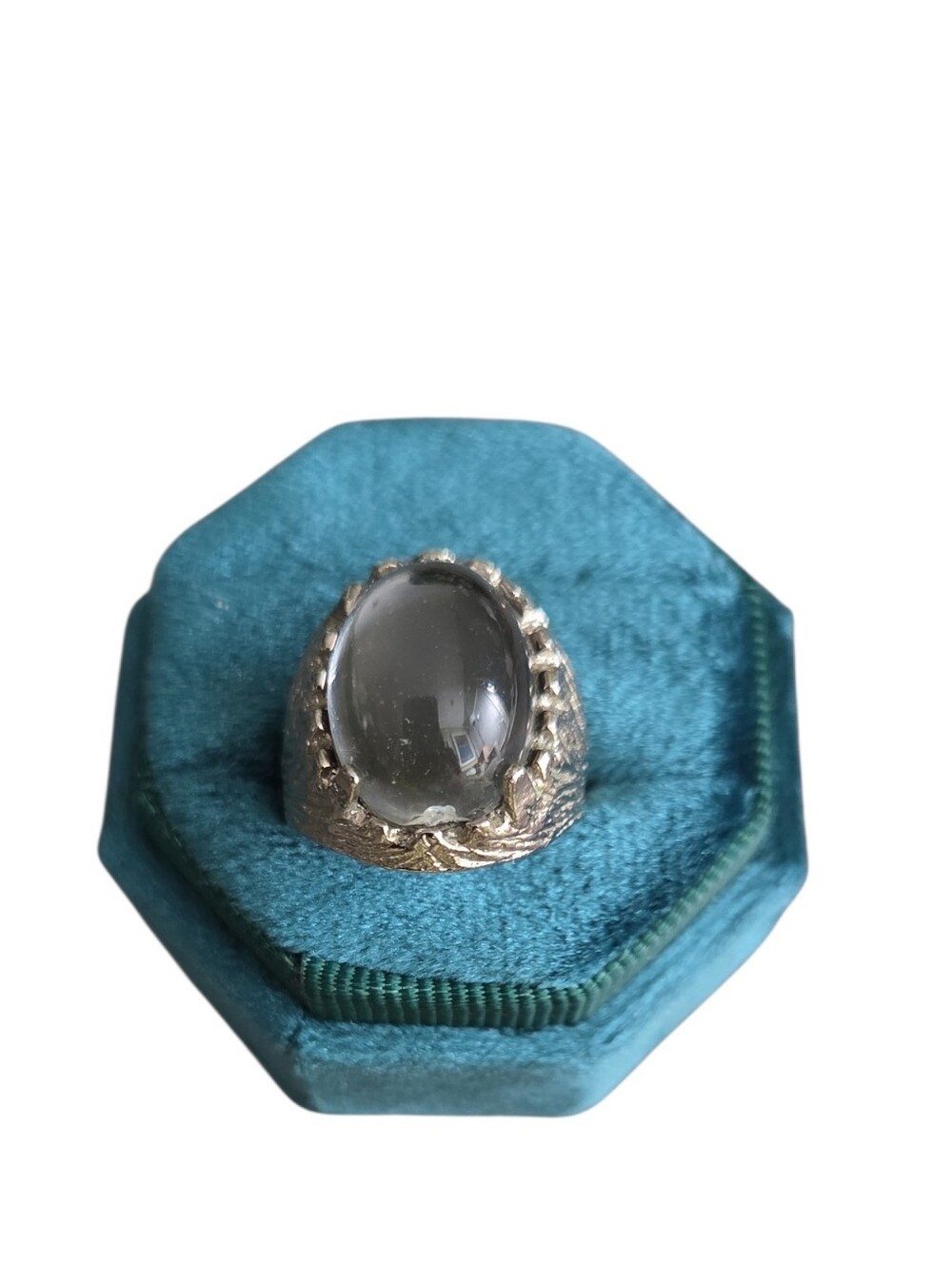 Size 6.5 Vintage-Inspired Clear Stone Dome Ring in Silver Tone